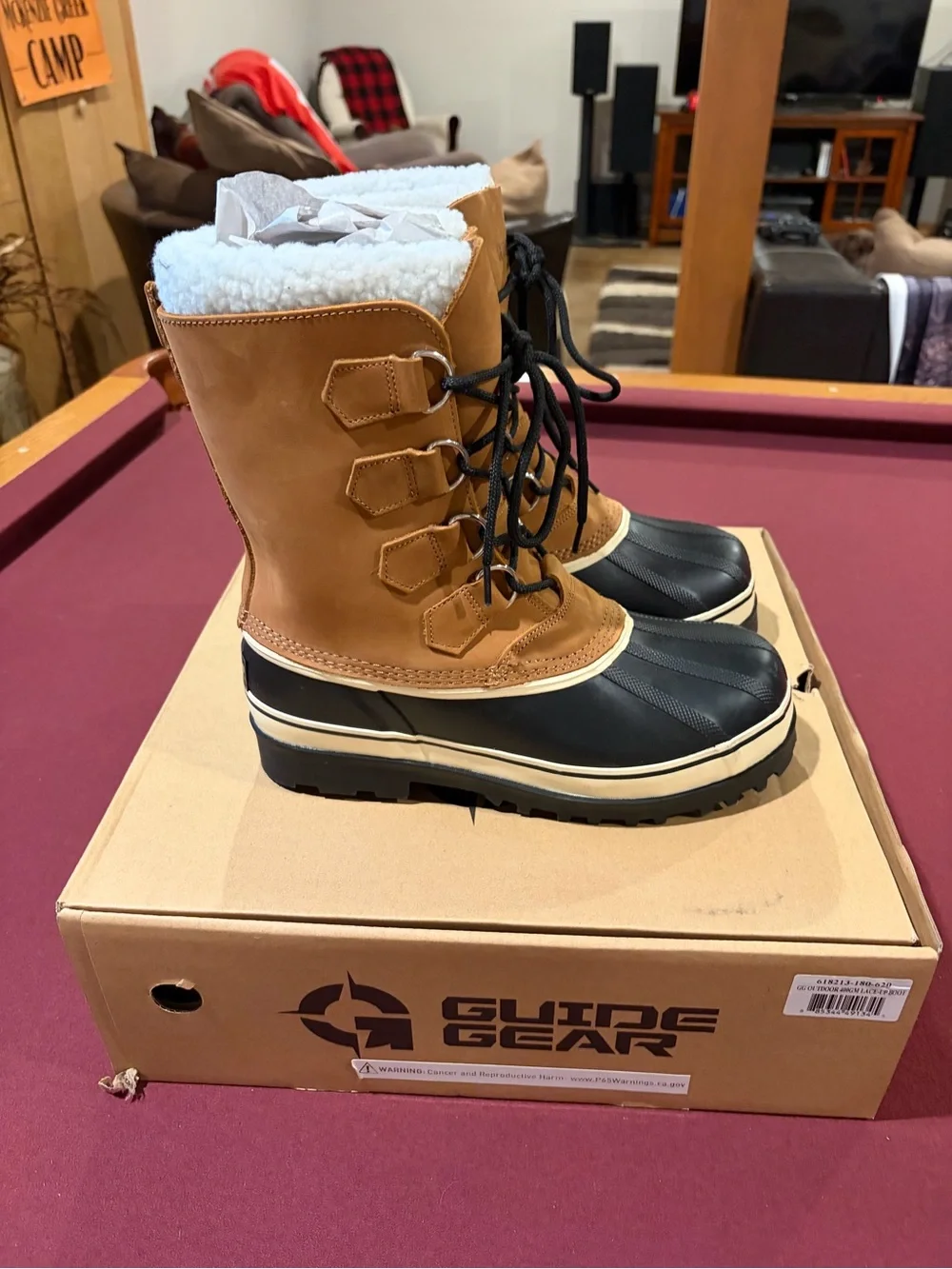 Men's Winter Boots - Brown/Tan with Black Rubber Toe sz 7